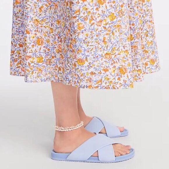 NWT J. Crew Waterproof Cross-strap EVA Sandals Slides in Misty Blue - Picture 2 of 2